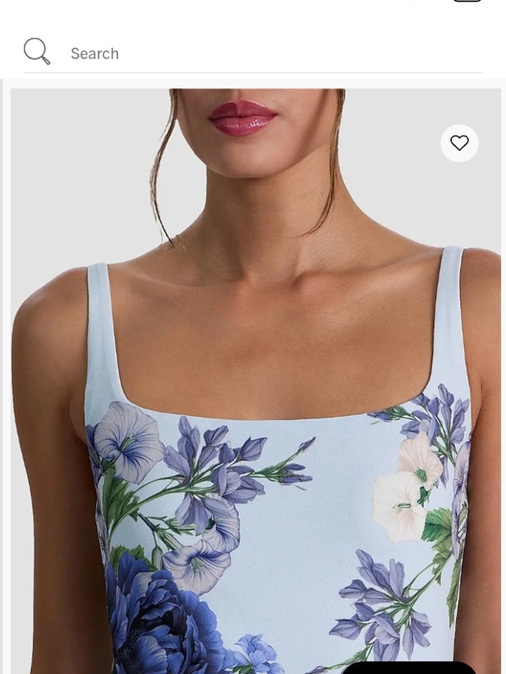 Square Neck Floral Camisole Tank Top - Light Blue